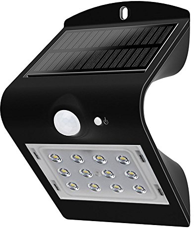 V-TAC Wandlampe Wandleuchte Hauswandleuchte Solarlampe Solarleuchte, IP44 Wetterfest Bewegungsmelder Akku, schwarz, LED 1,5W 220Lm neutralweiß, LxBxT 14,5x9,6x7,9cm