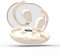 MAS CARNEY Open Ear Kopfhörer Kabellos Bluetooth mit Verstellbarem Ohrhaken M6, 20-Stunden Spielzeit, 300mAh Batterie, LED anzeigen und Transparente Ladebox, Warmgelb