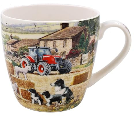 Lesser & Pavey Collie & Sheep Breakfast Mug | Ceramic Coffee Mug for Home or Work | Premium Design Mugs for All Occasions | Lovely Mugs for Tea, Coffee & Hot Drinks - Macneil Studios