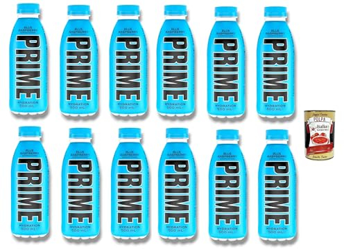 Prime Energy Drink Blue Raspberry Geschmack, 12 Stück, 500ml energy drink Einweg flasche + Italian Gourmet polpa 400g
