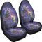 Poceacles Set di 2 coprisedili anteriori per auto con stampa di bulldog francese con rose, coprisedili anteriori solo universali, colore viola