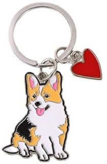BT Bear Hunde-Schlüsselanhänger, niedlicher Metall-Schlüsselanhänger, Taschenanhänger, Corgi Love