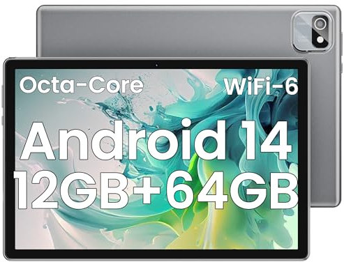 Tablet, 10.1 Inch Android 14 Tablet Octa-Core, 12GB RAM+64GB ROM 1TB Expand, 2+8MP Camera, BT5, Tablets PC 2.4/5G WiFi 6,1080 IPS FHD Screen, Tablets Android Gifts for Men Women