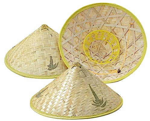 NASSMOSSE 3pcs Reisbauer Hut Chinesischer Orientaler Hut Bambus Sonnenhut Cooler Bauer Hut Sonnenhut Fischereihut für Cosplay und Sonnenschutz (zufälliger Stil)