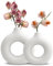 QUTHZZHY Vase Satz von 2 Weiße Blumenvasen aus Keramik für Wohnungsdeko Kreisförmige Keramikvase Runde Matte Vase Donut Keramik Vase Geeignet für Zuhause/Hochzeit/Party/Esstisch