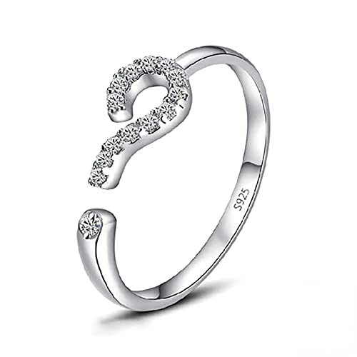Ringe Sterling Silber 925 Damen925 Sterling Silber Fragezeichen Ring, offener Damenring