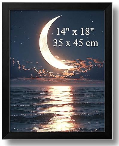 Aeadar Cadre photo en bois massif - Noir - Avec plexiglas - 35,6 x 45,7 cm - Pour photos, peintures à l'huile et toile - Style art déco - 1 paquet