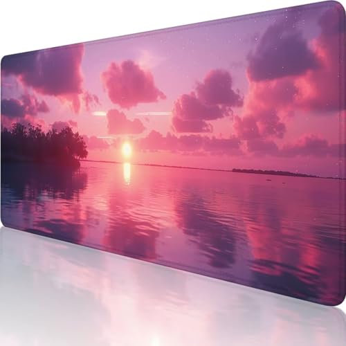 Pink Gaming Mouse Pad Large 1500x800 mm, Landscape Desk Mat Large Mouse Mat Stitched Edges, Extended Waterproof Mousepad, Non-Slip Rubber Base Gaming Mouse Pad XXL for PC Gaming Home Office 0-C