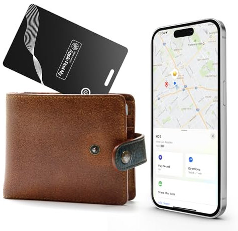 UHOOFIT Localisateur d'objets Carte, Fonction de Recherche de Portefeuille sans Fil, Compatible avec Apple Find My (iOS Uniquement), GPS Fin et localisateurs d'articles pour clés, Bagages (Noir)