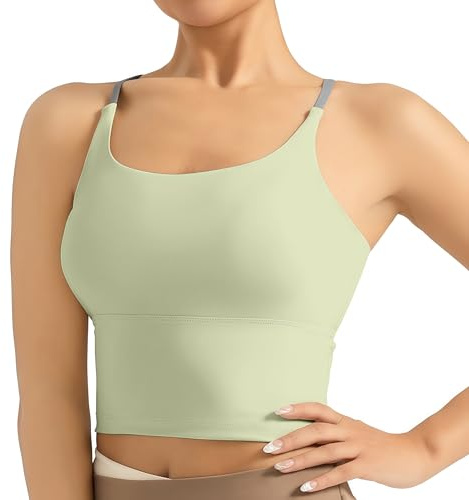 ATRACTIVOLL Damen Sports Tank Top, Basic Top Ärmellos, Atmungsaktiv und Leicht für Gym Yoga Casual Short Tank Top mit Spaghetti-Trägern