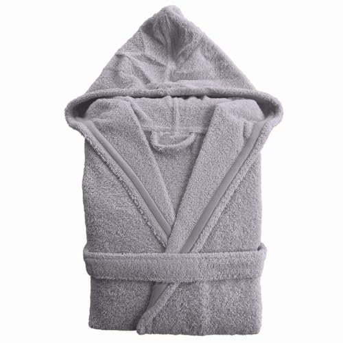 BOSKIMO Peignoir de Bain Unisexe 100% Coton - Peignoir Doux et Absorbant pour Homme et Femme - Avec Capuche (FR/ES, Alpha/lettres, TG, Taille normale, Taille normale, Anthracite, Avec Capuche)