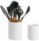 AmiCera 2 Pack Utensil Holder, Ceramic Kitchen Canisters Organizer for Countertop, 4.7 Inch & 4 Inch Pot Kitchen Utensil Holder for Bar, Restaurant (White)