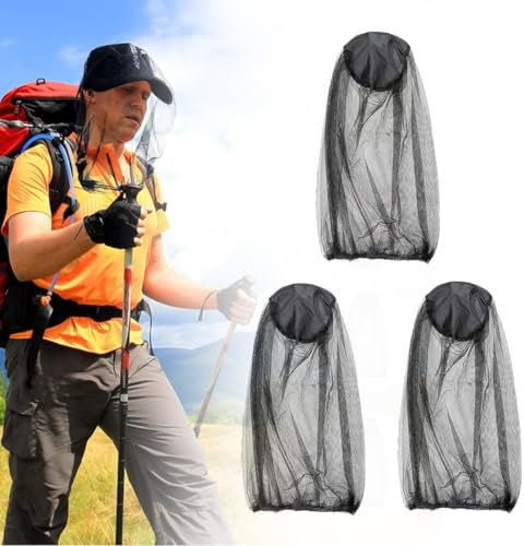 AEIOPRS Conjunto de 3 piezas Sombrero con mosquitero y red facial antimosquitos ideal para camping pesca y apicultura al aire libre