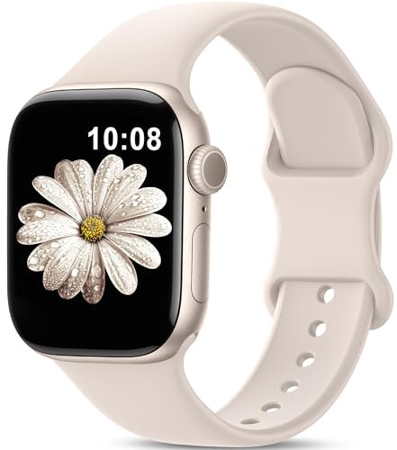 DigiHero Sport Strap Compatible with Apple Watch Straps Women Men 46mm 42mm 40mm 44mm 45mm 41mm 38mm 49mm, Soft Silicone Band for iWatch Series 10 9 8 7 6 5 4 3 2 1 SE Ultra, Starlight