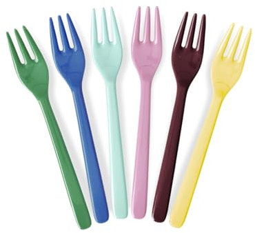 ReWu Rice Melamin Gabel 6er-Set - Show Your True Colors - Mehrfarbig Kindergabel Bruchsicher Campinggeschirr Melamingeschirr Kinderbesteck BPA-frei Länge: 14,5 cm