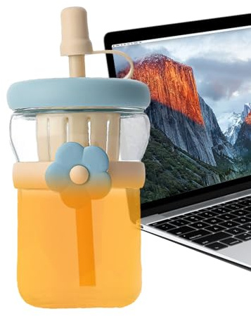 Generico Botella de agua reutilizable, botella de agua transparente con tapón, jarra antigoteo con tapa y pajita, taza grande para casa, gimnasio, deportes y viajes