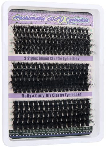 OWill 270 Stück künstliche Wimpern und Wimpernbüschel, 10-18 mm, D-Curl, 60+80+100D, Set für Wimpernverlängerungen, DIY für Anfänger