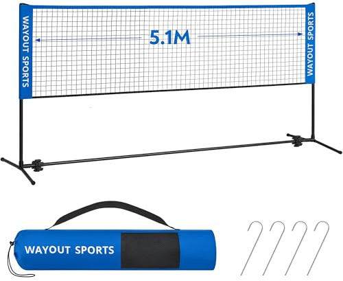 Wayout Sports - Red Ajustable y Plegable para Bádminton, Tenis, Voleibol y Fútbol