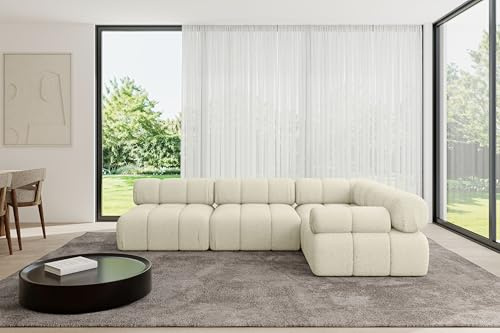 ALTDECOR Modulares Sofa Ecksofa in L-Form Corner modular Sofa Eckcouch Couch Wohnlandschaft Cauchsofa Polstersofa Mende-L2-285x190x70 cm Beige