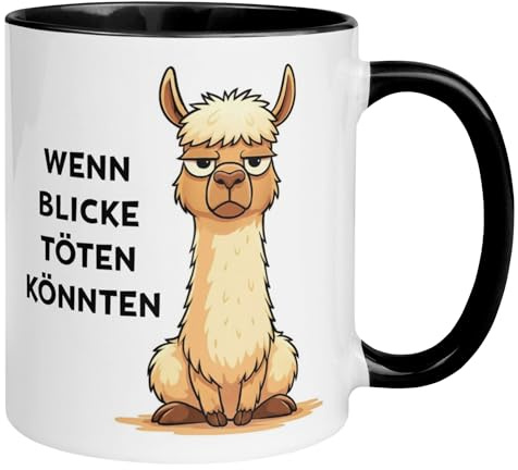 Lama Tasse | Wenn Blicke töten könnten | Lustige Alpaka Tasse mit Spruch | Alpaka Geschenk für Lama Liebhaber