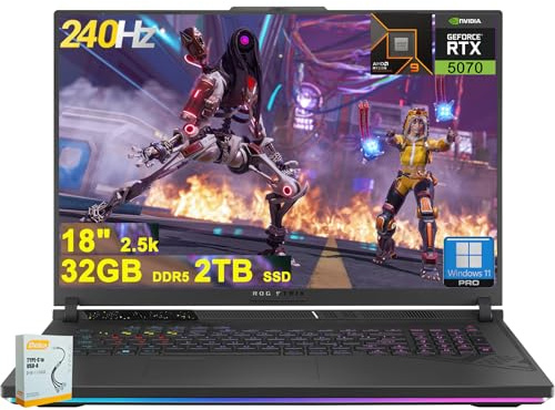 ASUS ROG Strix G18 G814 Gaming Laptop | 18 2560x1600 240Hz 100% DCI-P3 | AMD 16-core Ryzen 9 9955HX (>i9-14900HX) | 32GB DDR5 2TB SSD | GeForce RTX 5070 | Wi-Fi retroilluminato RGB i6E Win11 w/DLCA