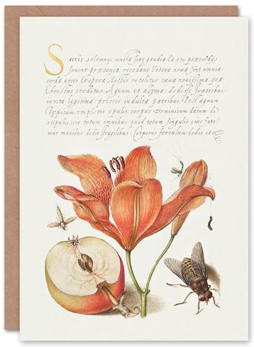 Artery8 Model Book of Calligraphy Art Card Insects Orange Lily and Apple