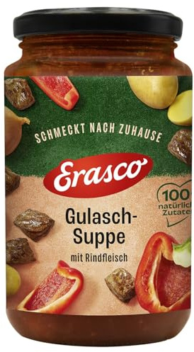 Erasco Gulasch-Suppe im Glas aus 100% natürlichen Zutaten, 350ml – lecker und herzhaft, ohne Konservierungsstoffe, schnelle Zubereitung, fertige Suppe