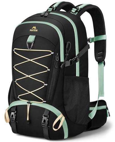 MATEIN Wanderrucksack Herren Damen, Wanderrucksack 40L, Trekkingrucksack | mit Schuhfach & Hüftgürtel, Rucskack Wandern mit Regenschutz, Leichtgewicht für Wandern, Outdoor, Hiking, Reise, Schwarz