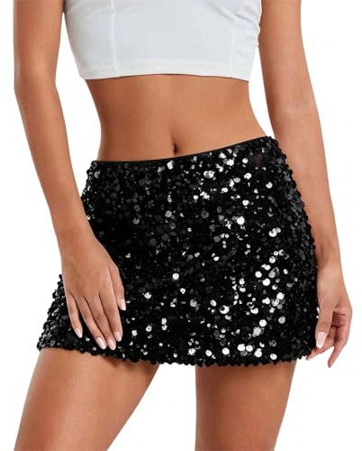 Générique Jupe à Paillettes pour Femme Jupe Short Femme Mini-Jupe Extensible Moulante Scintillante Costume De Carnaval PéTillant pour Club Et NoëL