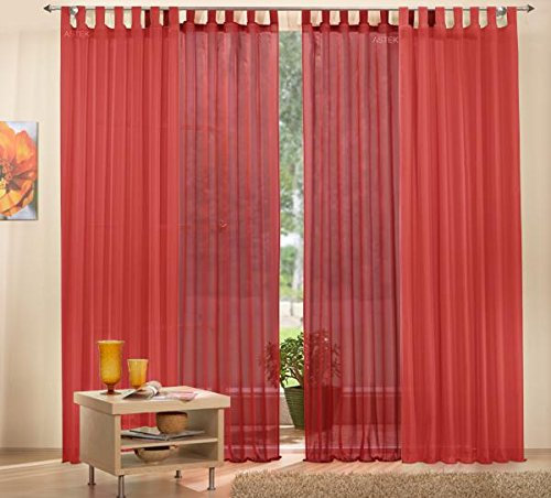 Gardinen Set, 2 x Schlaufenschal Voile, transparent, 245x140, Rot, 2 x Schlaufenschal Voile, transparent, 245x140, Bordeaux, 6100061000