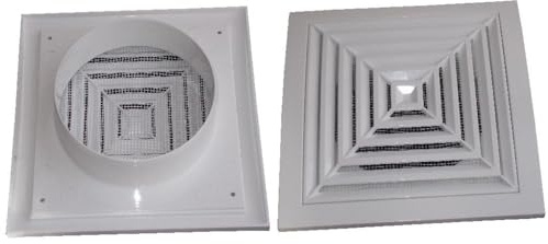 Air Ventilation Plastic Grill Cover 190mm x 190mm Ceiling Grille Ø125 ducting/White