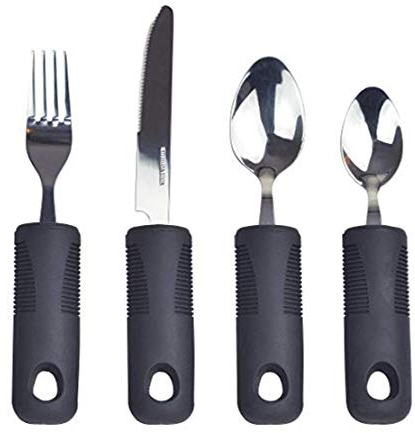 Cutlery Set Easy Grip, 4 Piece. Chunky Handles, Ideal Eating Aid for The Disabled, Elderly, Visually Impaired & Sufferers of Arthritis, Parkinson's Disease, Tremors and Weakened Grasp