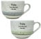 NAMAI - Set di 2 Tazze Colazione Grande, 450 ML, 11CM Diametro x 8,5 CM Altezza, Porcellana Resistente, Adatte in Lavastoviglie e Microonde, Colori Vivaci, Idea Regalo (Tazze Granuli Grigio + Verde)