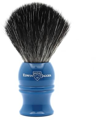 Edwin Jagger 1EJ333SYN Klassischer Schwarzer Rasierpinsel aus Synthetikfasern, Umweltfreundlich, Vegan und Mit Peeling für Männer Und Frauen (Blau)