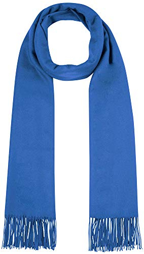 Trachtenland Fransen Schal Stola mit Kaschmir Uni - Royalblau