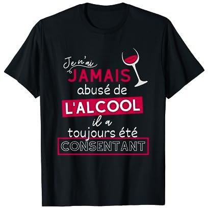 Humour Alcool EVJF & EVG Cadeau Drôle Noël Alcoolique Vin T-Shirt
