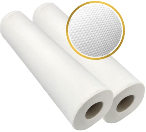 DSTOCK60 - DRAP EXAMEN GAUFRÉ - PURE OUATE BLANCHE - 50 X 35 CM - 135 FORMATS 47 mètres - LE LOT DE 2 ROULEAUX -