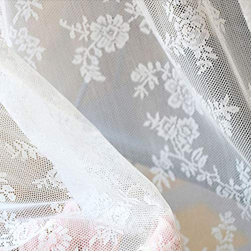 LIZHOUMIL Sheer - 2 Tende decorative in pizzo ricamato, tende in tessuto jacquard, tende per finestre per soggiorno, 145 cm x 260 cm (L x A), bianco