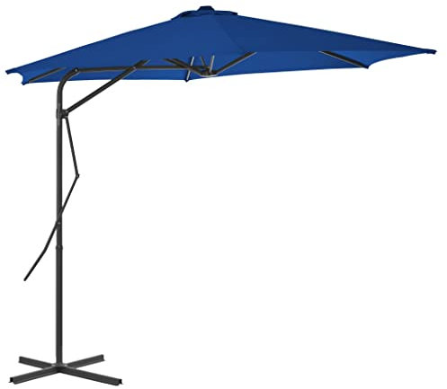 vidaXL Sonnenschirm mit Stahlmast Drehbar Gartenschirm Strandschirm Marktschirm Balkonschirm Ampelschirm Schirm Terrasse Blau 300x230cm