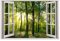 213 Wandtattoo Fenster - grüner Wald Forst mit Bäumen Größe 1250 x 830 mm
