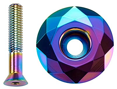 NICOLIE MTB Fahrrad Headset Top Cap Oil Slick Aluminium Mountian Bike Vorbau Top Cap Ultralight 28,6Mm 1 1/8' Vorbau Top Caps BMX Schüsselabdeckungen - Gold