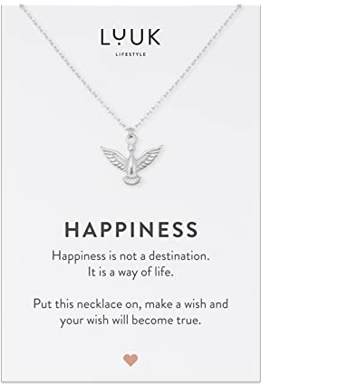 LUUK LIFESTYLE Edelstahl Halskette mit Anhänger für Damen, filigraner Schmuck, Glücksbringer, Freundschafts Kette, Geschenk für Frauen & Mädchen, Vogel I Adler I Phönix, silber