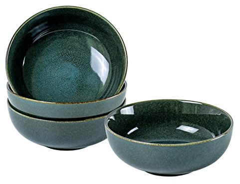 UNICASA Suppenschalen 4er Set, Grün Porzellan Müslischale Keramik 16cm, Ideal als Suppenschüsseln, Dessertschalen, Cornflakes Schüssel Tafelservice für 4 Personen, Spülmaschinenfestes Geschirrsets
