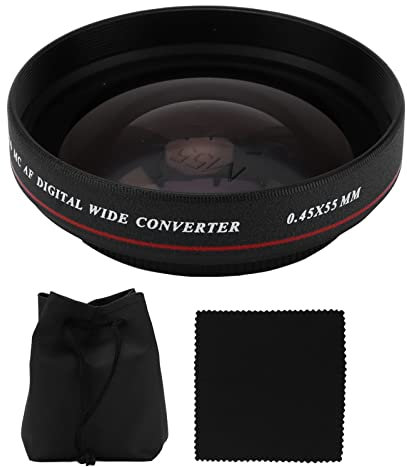 Akozon Filtro de Lente Gran Angular Ultradelgado de 55 Mm 0.45X para Cámaras DSLR Y Videocámaras Nikon Filtro de Lente Gran Angular, para Cámaras Y Videocámaras