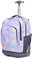 BOZONLI Trolley Rucksack Schulranzen mit Rollen Laptop Handgepäck Tasche Koffer Wasserdicht Trolley Mädchen Jungen Rucksack mit Rollen Schulranzen für Teenager (Blaue Blumen)