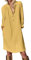 Damen Lange Leinenkleid Langarm Sommer mit Knopfleiste Kurzarm V-Ausschnitt Sommerkleid Knielang Leinenkleider Baumwolle Leinen Casual Freizeitkleid Strandkleider Boho Kleid A-Linie Kleid, XXL, Gelb