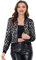 Allegra K Damen Party Glitzerjacke Bomberjacke Pailletten Glitzer Langarm Reißverschluss Club Kurze Jacke Splitter Rosa S