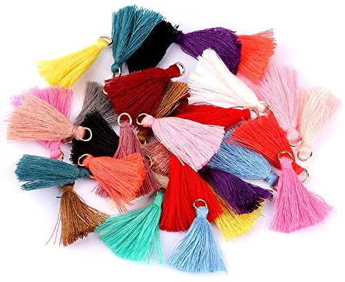 HAOBIN 100 StüCk Quasten AnhäNger Troddel AnhäNger 3cm Bunte Quasten Quaste AnhäNger Charme Baumwolle Quaste AnhäNger Mini Fransen Mini Quasten Gut FüR Diy Schmuck,Ohrringe,ArmbäNder,SchlüSselanhäNger