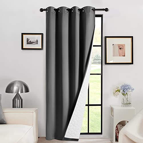 Deconovo Thermo Gardinen Verdunklungsvorhang Ösen Kälteschutz Tür Hängend Isolierend Vorhänge gegen Kälte Vorhang Dicker Stoff Türtrenner Winddicht, 160x132(HöhexBreite), Dunkelgrau, 1 Stück