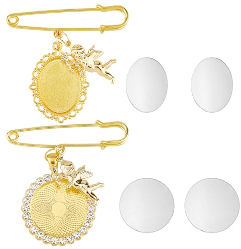 SUPERFINDINGS 2 Set 2 Bouquet Stile Foto Spille con Fascino Spille per Bouquet da Sposa in Lega Spille Commemorative di Nozze d'oro con Pendenti Fata Spille per Regalo di Memoria